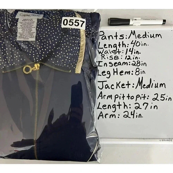 VTG NWT CabinCreek Womens M Jogging Track Suit 80s Blue Gold Lined Grannycore - Picture 16 of 16